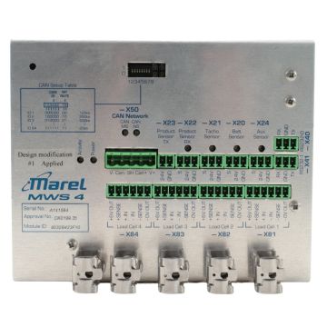 Marel MWS 4 weight control module with CAN, RS232, sensor, and load cell connections