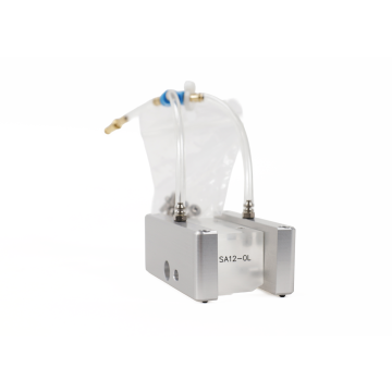 Olympus SA12-0L-IHC phased array wedge with 0° longitudinal wave block and integrated irrigation and mounting hardware.
