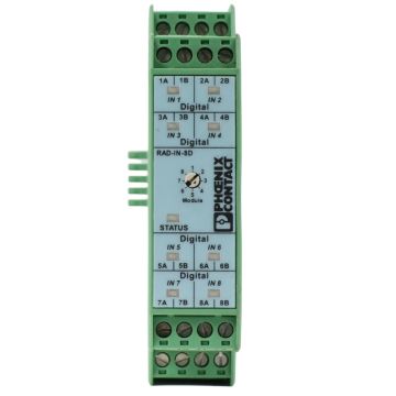 Phoenix Contact RAD-IN-8D 8-channel digital input extension module for DIN rail mounting product view
