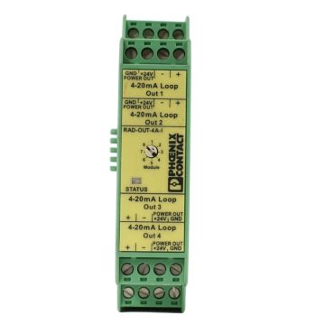 Phoenix Contact RAD-OUT-4A-I four-channel 4–20 mA analog output extension module for industrial wireless systems product view