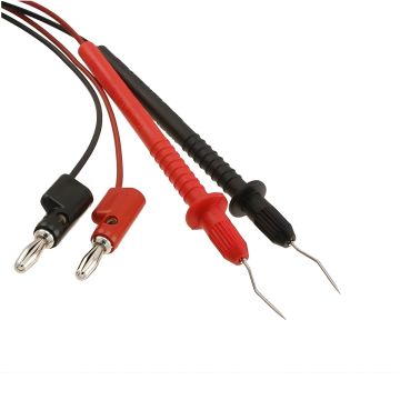 Pomona 6235 SMD microtip test probe set with red and black 48-inch leads and curved stainless-steel needle tips Product View