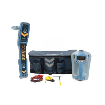 Radiodetection RD8100 PDL cable and pipe locator kit with Tx-10 transmitter, bag, leads, reel, and stake