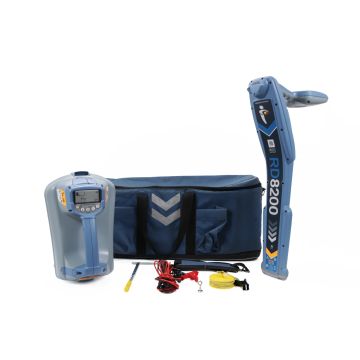Radiodetection RD8200 cable and pipe locator kit with Tx-10 transmitter, carry bag, and included accessories