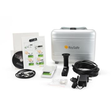 RaySafe Xi light meter system with B Light Probe, luminance tube, cables, and hard transport case