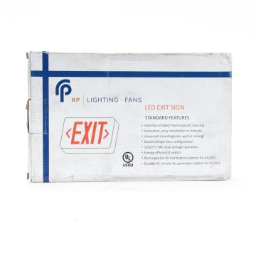 RP Lighting + Fans RXL5RW LED standard exit sign in white with red lettering