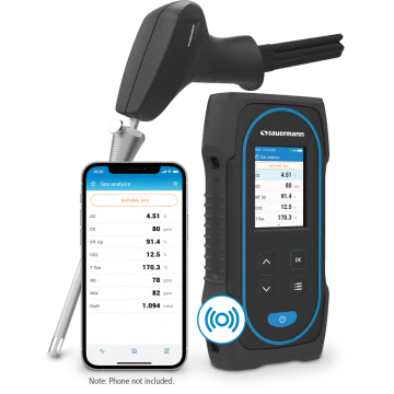 Sauermann Si-CA 030 KIT 2BS combustion gas analyzer with O2 and CO sensors for boiler combustion testing
