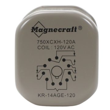 Schneider Electric 750XCXH-120A 3PDT 120 VAC plug-in power relay with 11-pin octal base product view