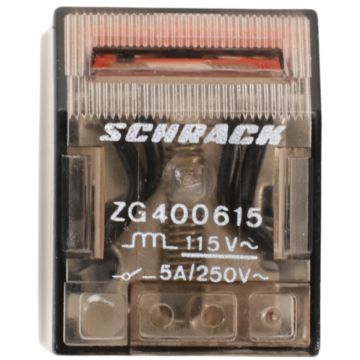 Schrack ZG400615 ice cube relay rated 5 Amps 600 Volts with 14-pin plug-in base product view