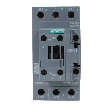 Siemens 3RT2035-1AK60 SIRIUS 3-pole power contactor 41A 110/120V coil