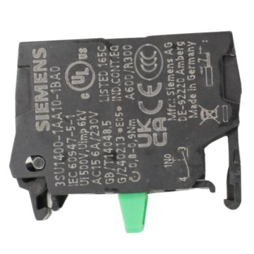 Siemens 3SU1400-1AA10-1BA0 SIRIUS ACT contact module with 1 normally open contact and screw terminals product view