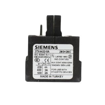 Siemens 3TX4422-0A SIRIUS auxiliary contact block 2NO + 2NC with screw terminals