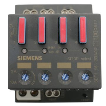 Siemens 6EP1961-2BA00 SITOP select 4-channel diagnosis module for 24 V DC, 4x 10 A outputs, 2–10 A adjustable thresholds product view