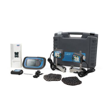 SKF TKSA 40 laser shaft alignment tool kit with display unit, measuring units, case, chains, and accessories