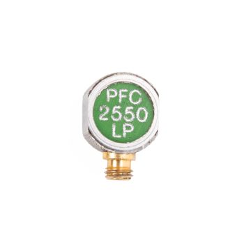 Certified pre-owned Sonatest PFC2550LP 5 MHz 1/4 inch low profile fingertip contact compression wave ultrasonic transducer with Microdot connector Model 