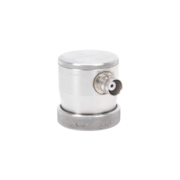 Sonatest SLM1050 straight beam ultrasonic transducer with 5 MHz frequency and 1 inch ceramic wear face, medium damped for non-destructive testing applications.