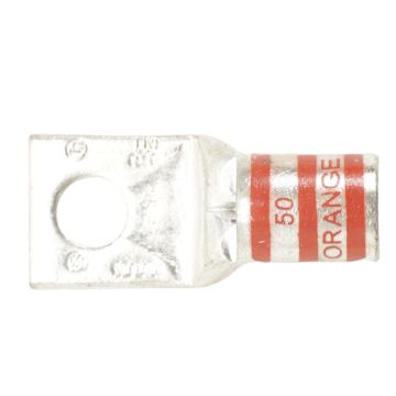 Thomas & Betts 17220-BD copper compression terminal lug for 3/0 AWG wire with 3/8 inch stud, orange Color-Keyed design product view