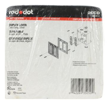 Thomas & Betts Red Dot 2CCD two-gang weatherproof duplex receptacle cover silver