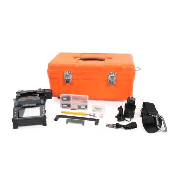 UCL Swift KF4A-HDC hardened FSOC fusion splicer kit with accessories and orange hard transport case