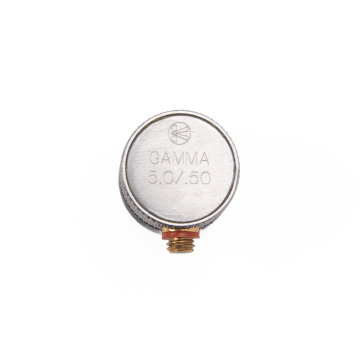 Used Waygate Technologies Gamma 5.0/50 5.0 MHz 0.50 inch straight beam ultrasonic transducer with side-mounted Microdot connector
