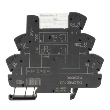 Weidmüller 1122-8800-00 TRZ 24VDC 1CO DIN rail relay interface module with 24 V DC control voltage and single changeover contact product view