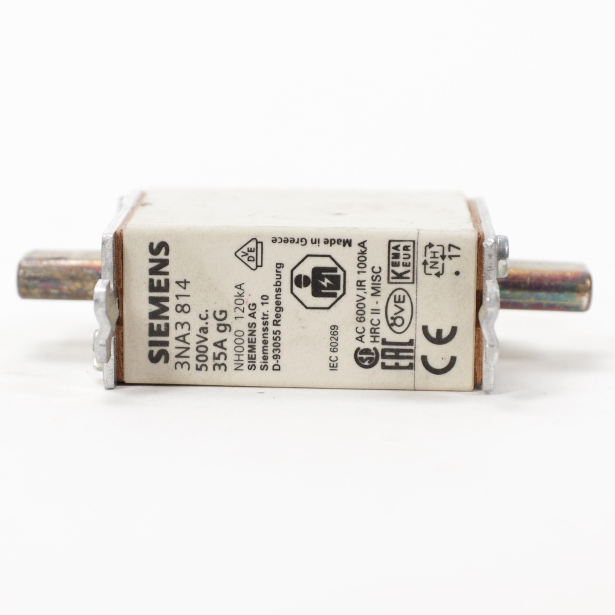 Siemens 3NA3 814 NH000 gG Fuse Link, 35A 500V AC